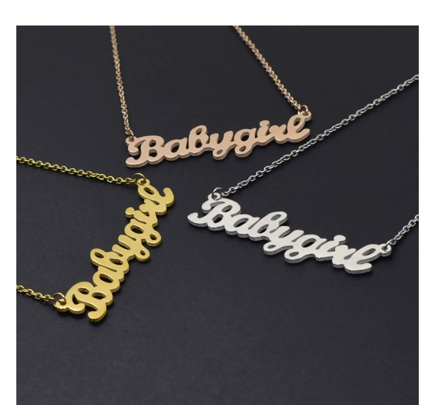 Fashion Necklace-steel Color Letter Stainless Steel Hollow Earrings Necklace,Necklaces