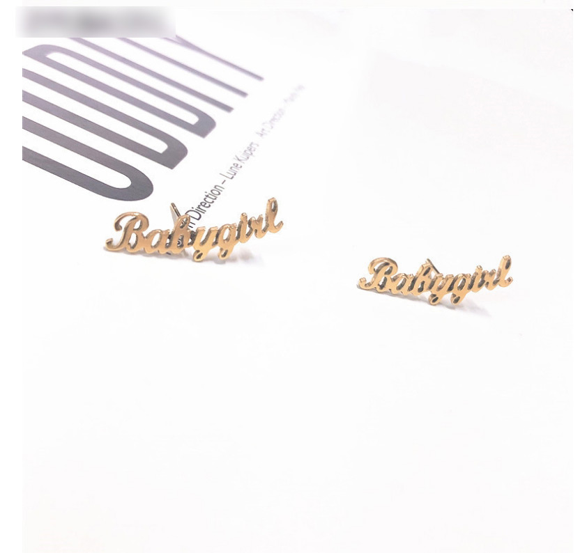 Fashion Necklace-gold Color Letter Stainless Steel Hollow Earrings Necklace,Necklaces