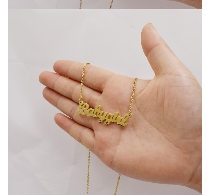 Fashion Necklace-gold Color Letter Stainless Steel Hollow Earrings Necklace,Necklaces