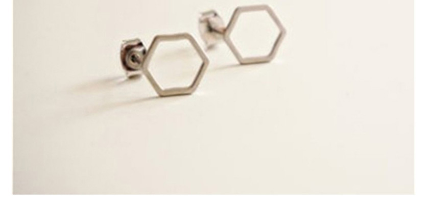 Fashion Silver Color Geometric Hexagonal Stainless Steel Earrings,Earrings