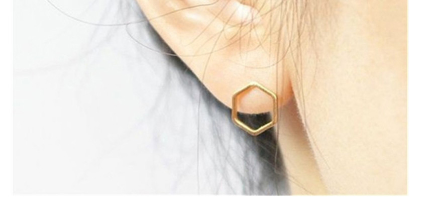 Fashion Gold Color Geometric Hexagonal Stainless Steel Earrings,Earrings