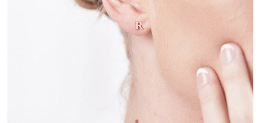 Fashion Rose Gold Z Stainless Steel Small Letter Hollow Earrings,Earrings