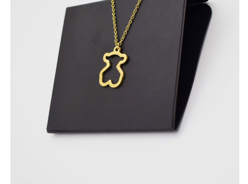 Fashion Steel Color Hollow Bear Pendant Stainless Steel Necklace,Necklaces