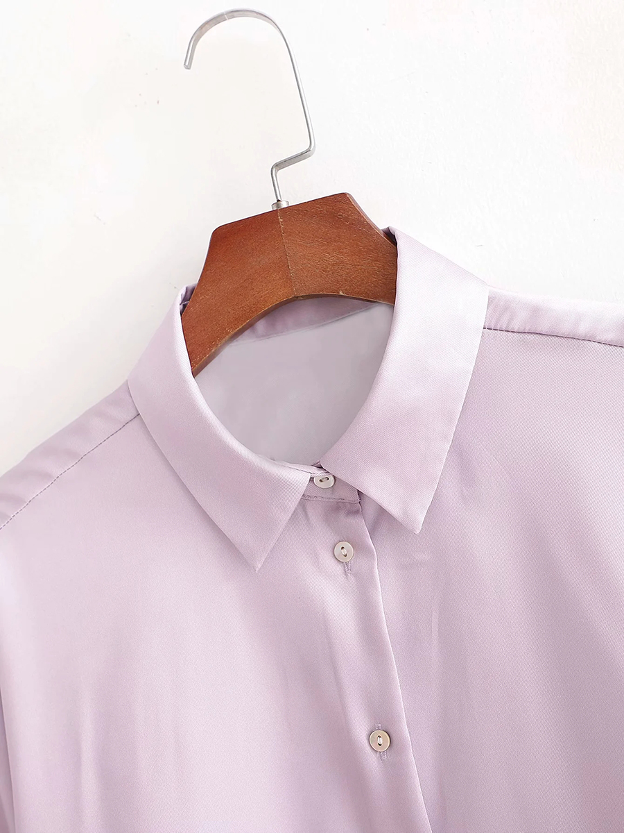 Fashion Purple Printed Crane Contrast Loose Shirt,Tank Tops & Camis