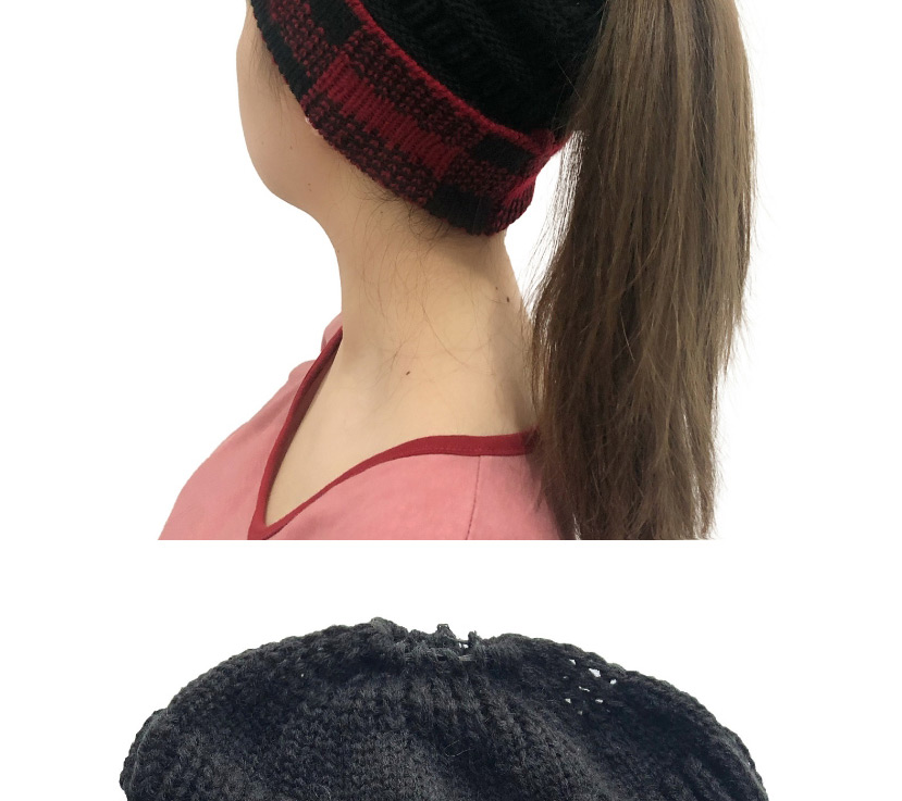 Fashion Black+white Grid Letter Label Large Lattice Curled Knitted Woolen Hat,Knitting Wool Hats