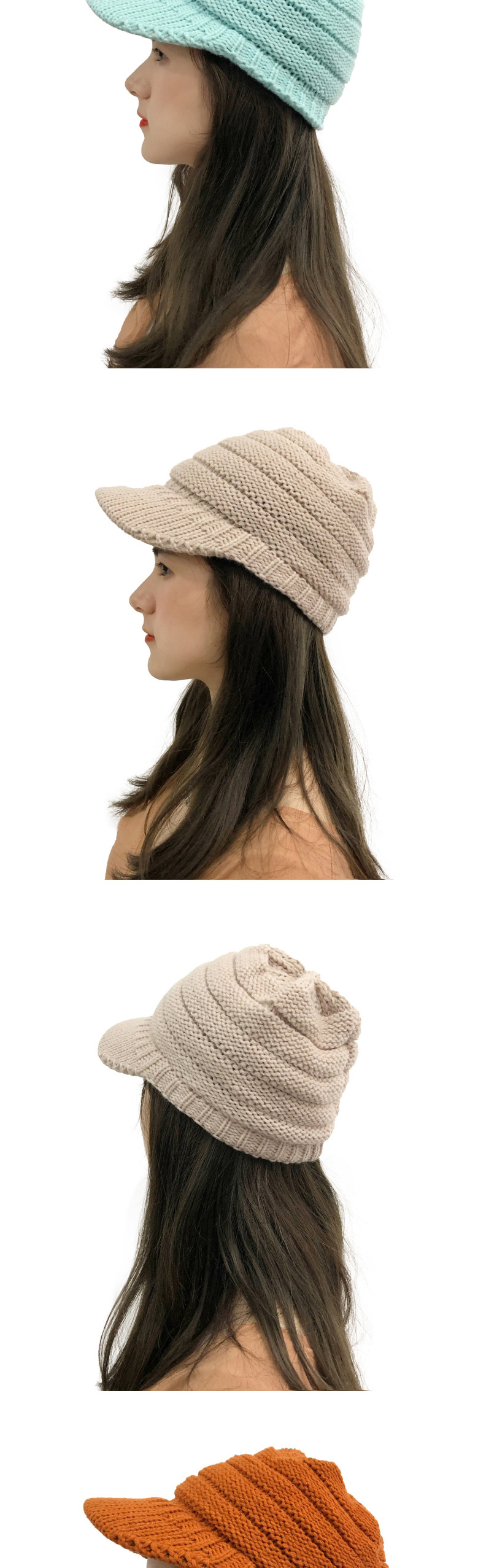 Fashion White Solid Color Wool Beret With Brim,Beanies&Others