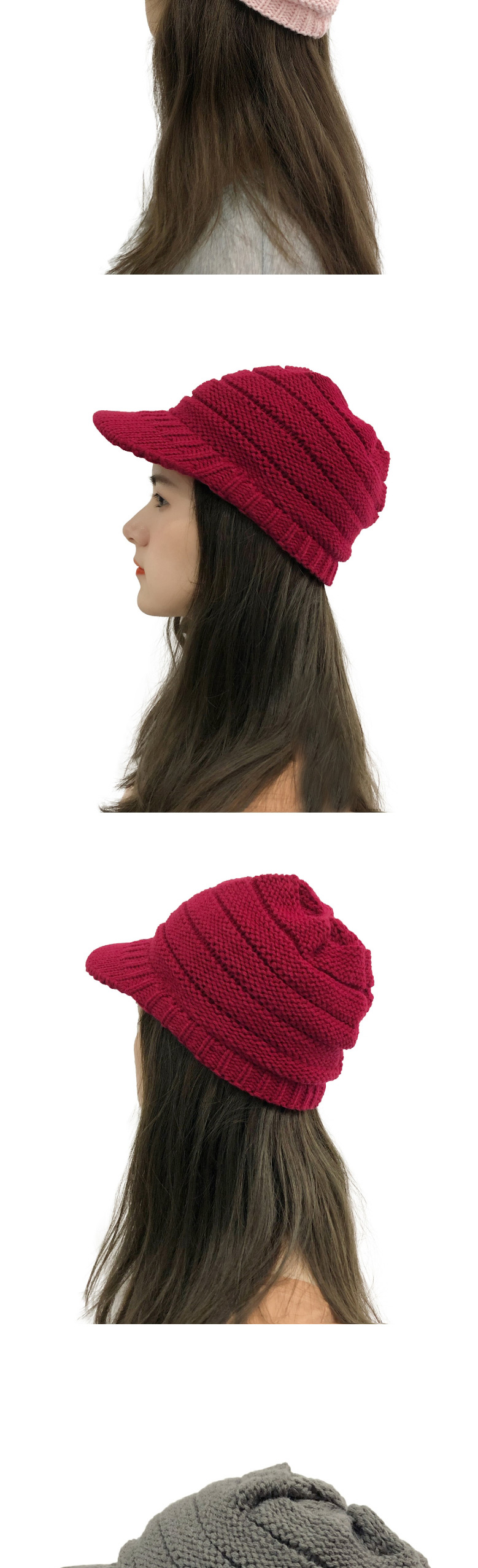 Fashion Turmeric Solid Color Wool Beret With Brim,Beanies&Others