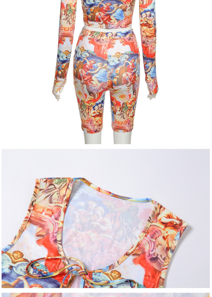 Fashion Color Slim Print Bag Hip Shorts Suit With Straps,Tank Tops & Camis