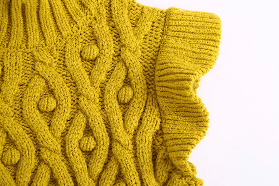 Fashion Ginger Ball-shaped Ruffle Knit Vest,Sweater