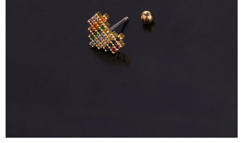 Fashion Silver Color Color1# Zircon Heart-shaped Stainless Steel Screw Geometric Earrings,Earrings