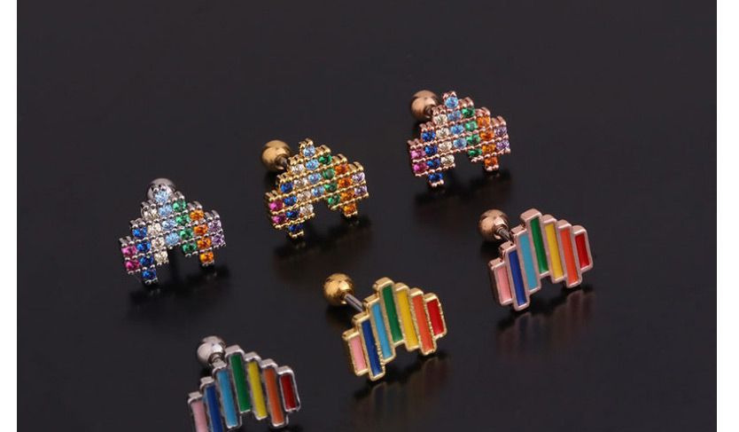 Fashion Silver Color Color2# Zircon Heart-shaped Stainless Steel Screw Geometric Earrings,Earrings