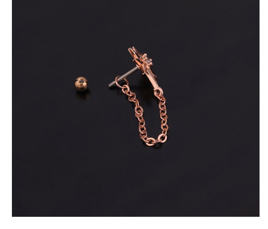 Fashion Gold 1# Stainless Steel Threaded Geometric Earrings With Zircon Flowers,Earrings