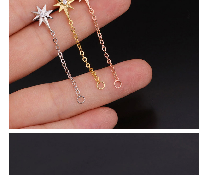 Fashion Rose Gold 1# Stainless Steel Threaded Geometric Earrings With Zircon Flowers,Earrings