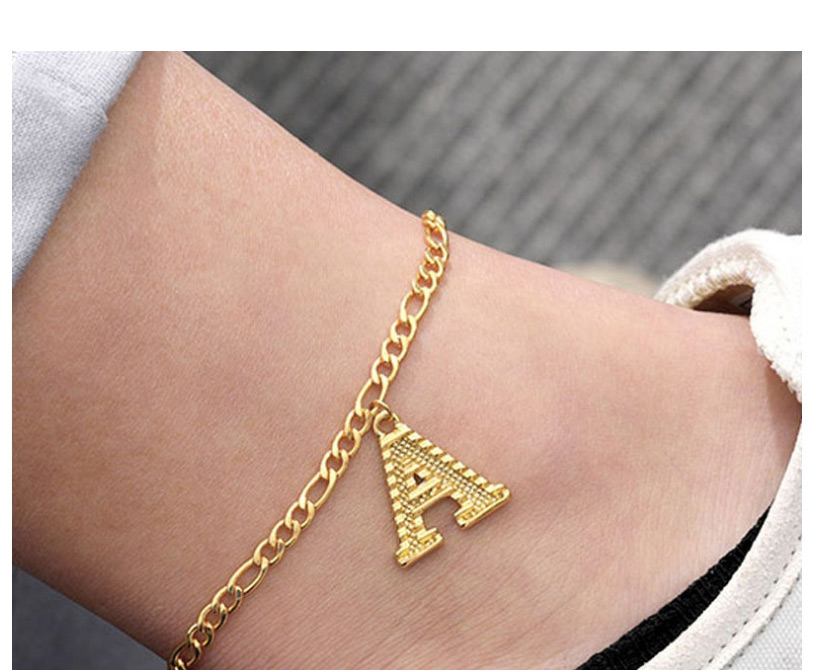 Fashion Gold Color V Letter Pendant Alloy Hollow Anklet,Fashion Anklets