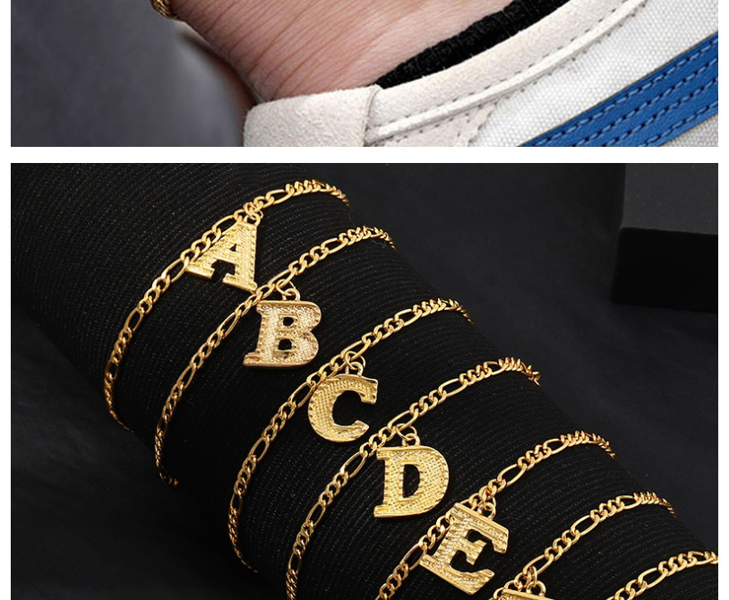 Fashion Gold Color B Letter Pendant Alloy Hollow Anklet,Fashion Anklets