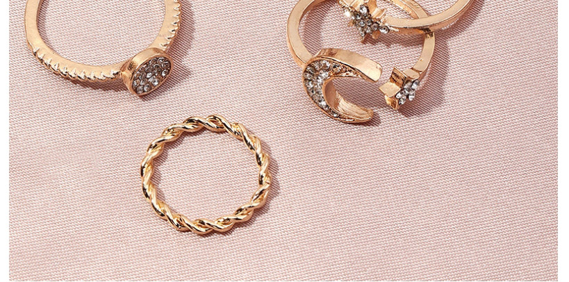 Fashion Gold Color Diamond Star Moon Geometric Alloy Ring Set,Rings Set