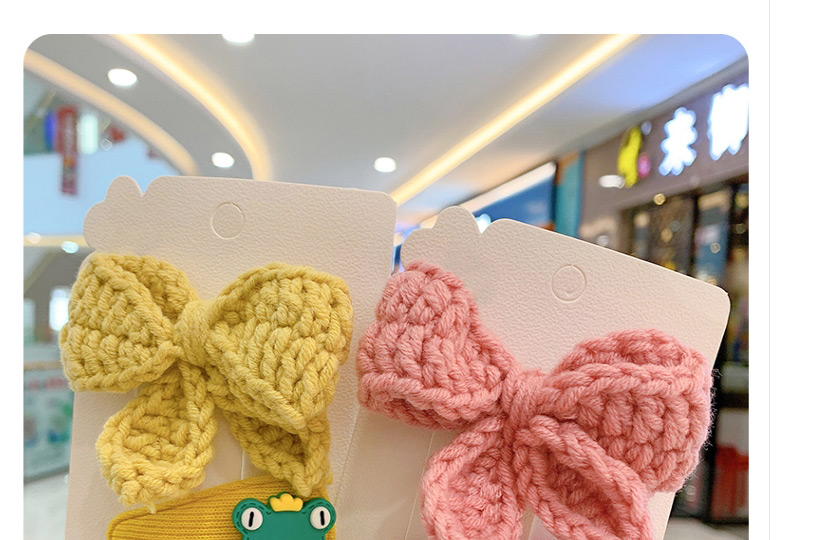 Fashion Blue Bow + Bunny Hairpin Woolen Bowknot Resin Animal Hairpin Set For Children,Kids Accessories