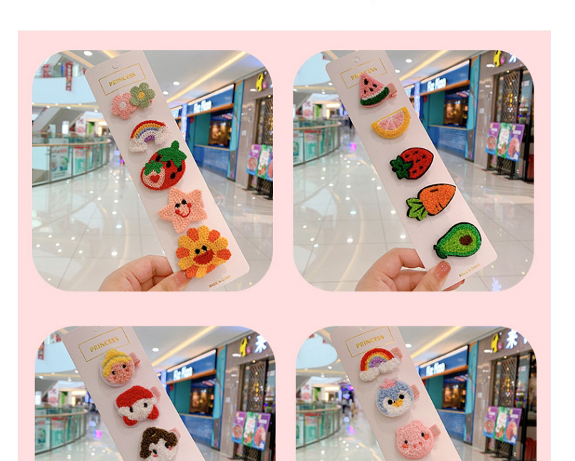 Fashion Little Princess Series [5 Piece Set] Plush Fruit Animal Alloy Childrens Hairpin Set,Kids Accessories
