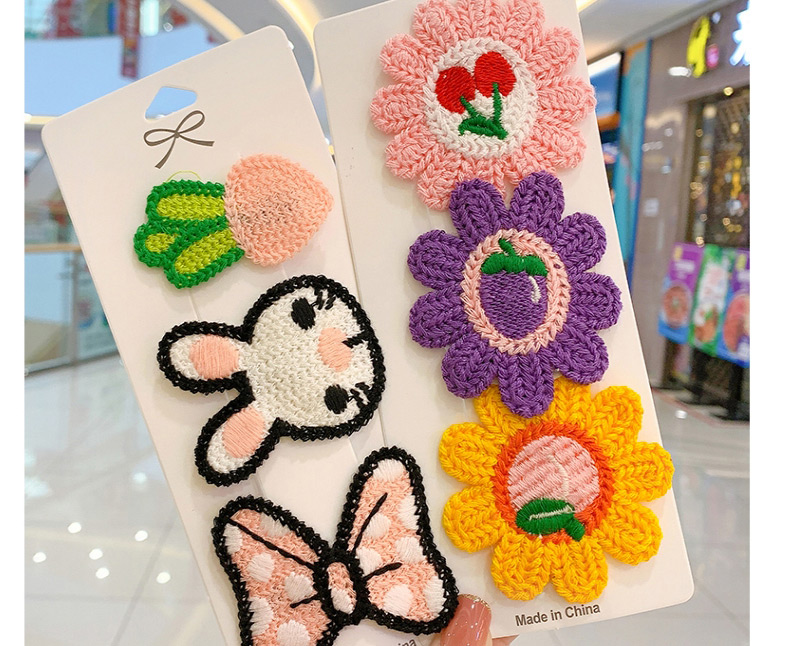 Fashion Pink Watermelon [3-piece Set] Fruit Animal Wool Knitted Alloy Childrens Hairpin,Kids Accessories