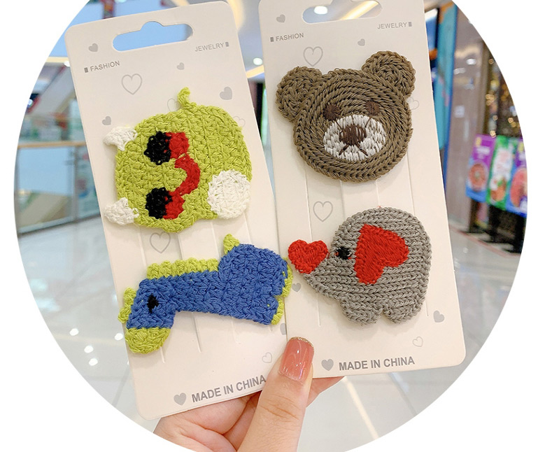 Fashion Little Elf + Donkey [2-piece Set] Fruit Animal Wool Knitted Alloy Childrens Hairpin,Kids Accessories