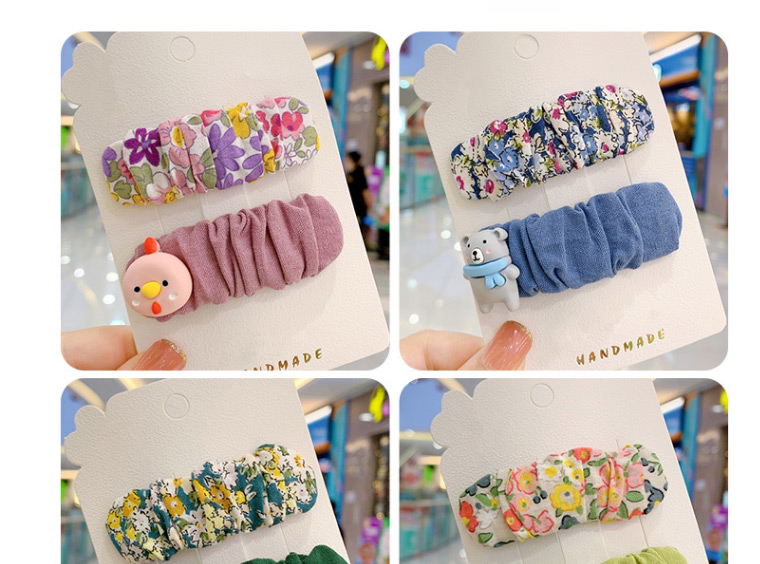 Fashion Cute Bear Hair Clip[2 Piece Set] Fabric Pleats Zou Floral Resin Alloy Children Hairpin,Kids Accessories
