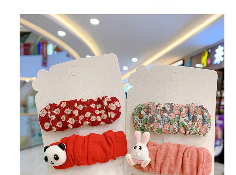 Fashion Cute Bear Hair Clip[2 Piece Set] Fabric Pleats Zou Floral Resin Alloy Children Hairpin,Kids Accessories