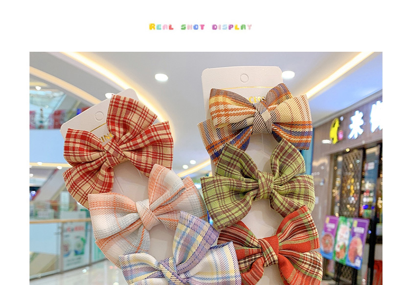 Fashion Yellow Plaid Bow[3 Piece Set] Bowknot Lattice Childrens Hairpin Hair Rope,Kids Accessories