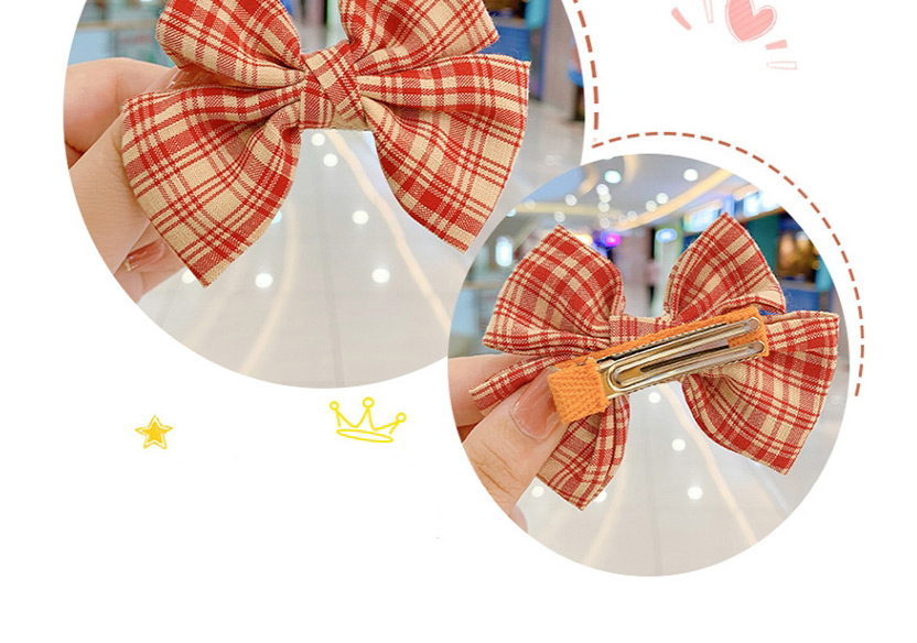 Fashion Yellow Plaid Bow[3 Piece Set] Bowknot Lattice Childrens Hairpin Hair Rope,Kids Accessories
