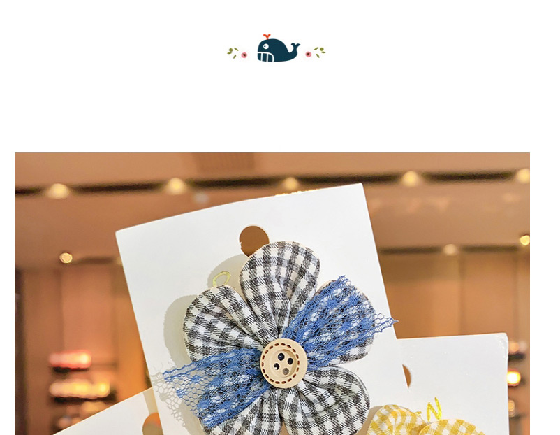 Fashion Grey Plaid Flowers Flower Lattice Fabric Alloy Childrens Hairpin,Kids Accessories