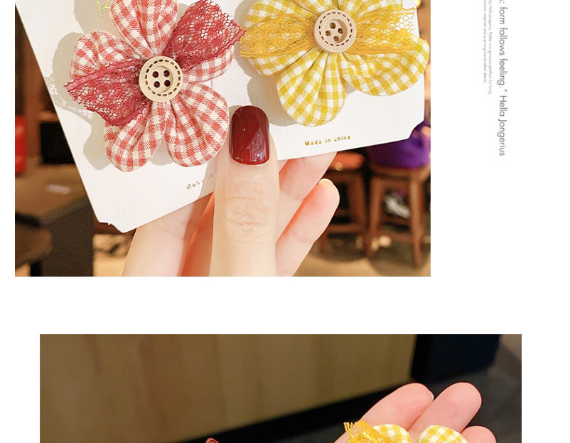 Fashion Grey Plaid Flowers Flower Lattice Fabric Alloy Childrens Hairpin,Kids Accessories