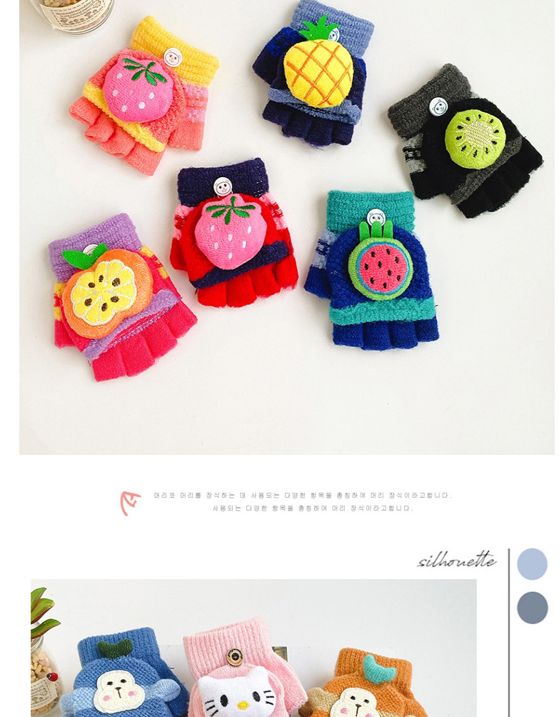 Fashion Cat Pink [3-7 Years Old] Five-finger Flip Half-finger Fruit Animal Geometry Children Gloves,Kids Accessories