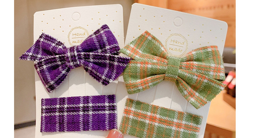 Fashion Purple Plaid Bowknot [2 Piece Set] Lattice Bowknot Fabric Alloy Hairpin,Kids Accessories