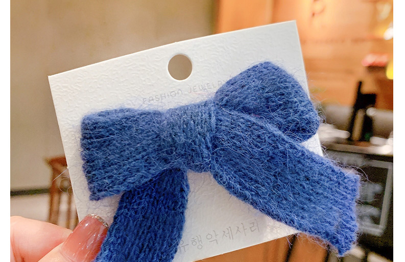 Fashion Blue Bow Hairpin Childrens Hairpin With Knitted Wool Bow,Kids Accessories