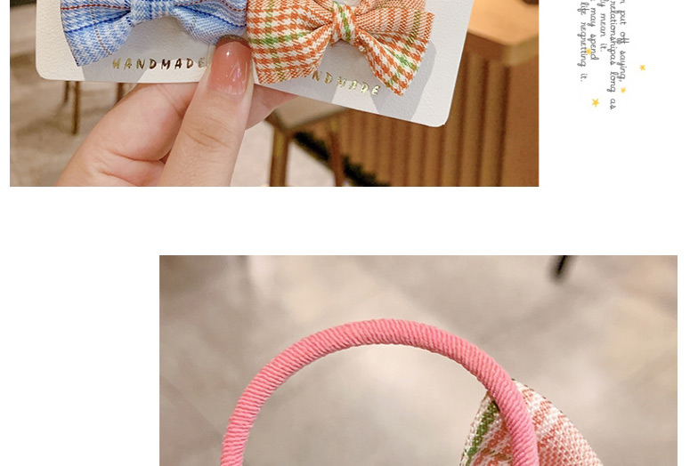 Fashion Orange Bow [2 Piece Set] Checkered Bowknot Childrens Hairpin Hair Rope,Kids Accessories