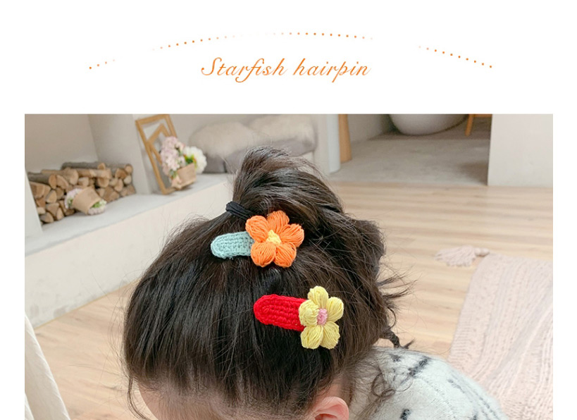 Fashion Yellow Flowers + Orange Flowers [2-piece Set] Wool Flower Knitted Hit Color Hairpin,Kids Accessories