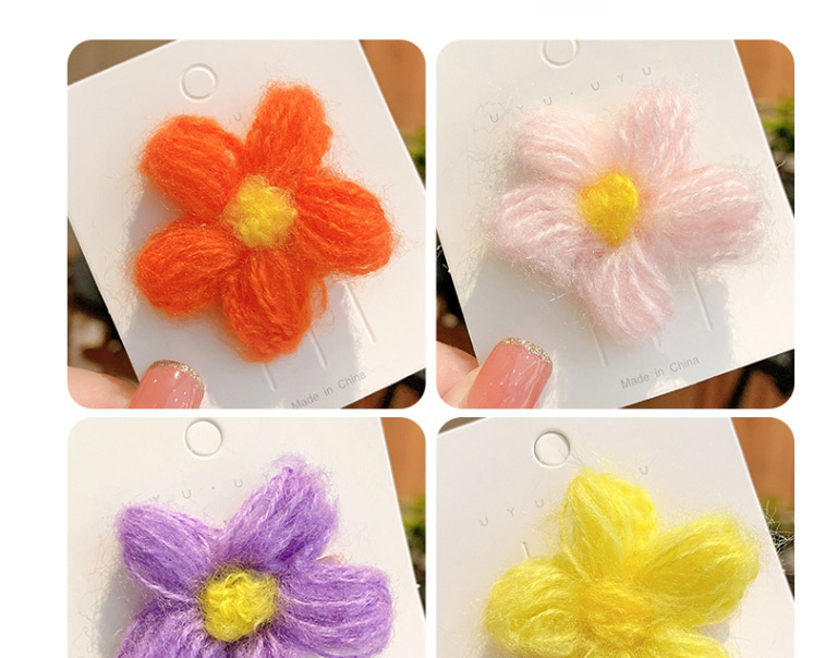 Fashion Light Green Flowers Wool Flower Knitted Hit Color Childrens Hairpin,Kids Accessories