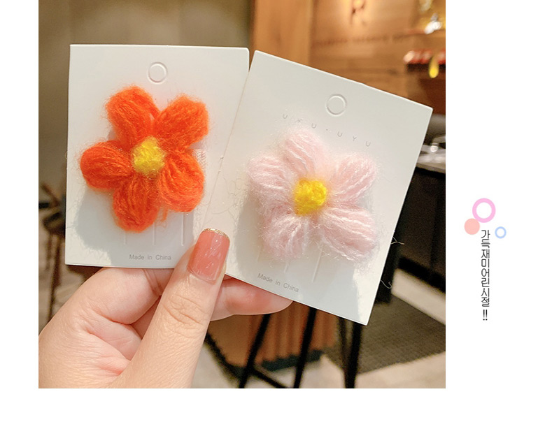 Fashion Light Green Flowers Wool Flower Knitted Hit Color Childrens Hairpin,Kids Accessories