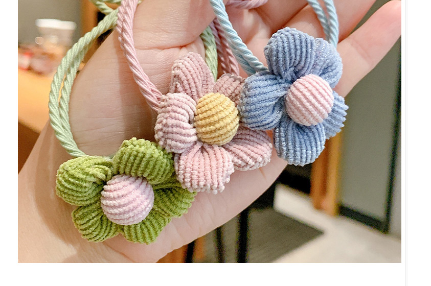 Fashion Blue Flowers-hair Rope Flower Contrast Color Fabric Knotted Childrens Hair Rope,Kids Accessories
