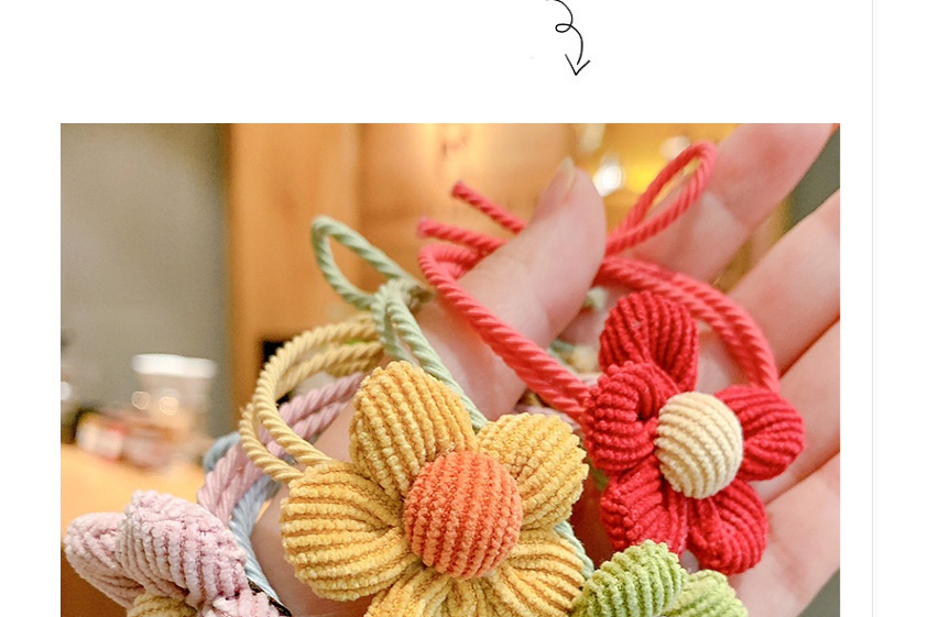 Fashion Orange Flowers-hair Rope Flower Contrast Color Fabric Knotted Childrens Hair Rope,Kids Accessories