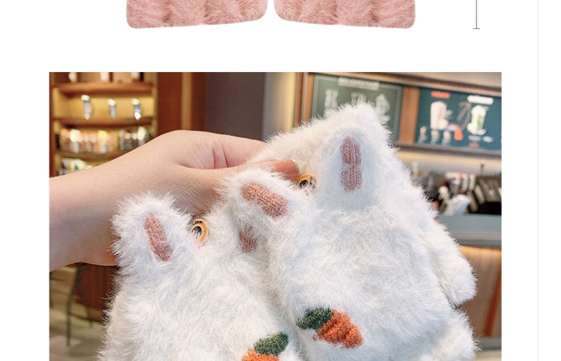 Fashion Grey Gloves Rabbit Plus Velvet Half-finger Flip Children Gloves,Kids Accessories