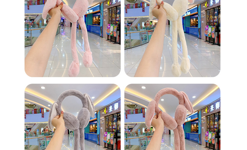 Fashion Creamy-white Moving Rabbit Ears Plus Velvet Earmuffs For Children,Kids Accessories