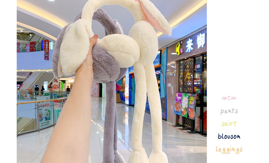 Fashion Gray Moving Rabbit Ears Plus Velvet Earmuffs For Children,Kids Accessories