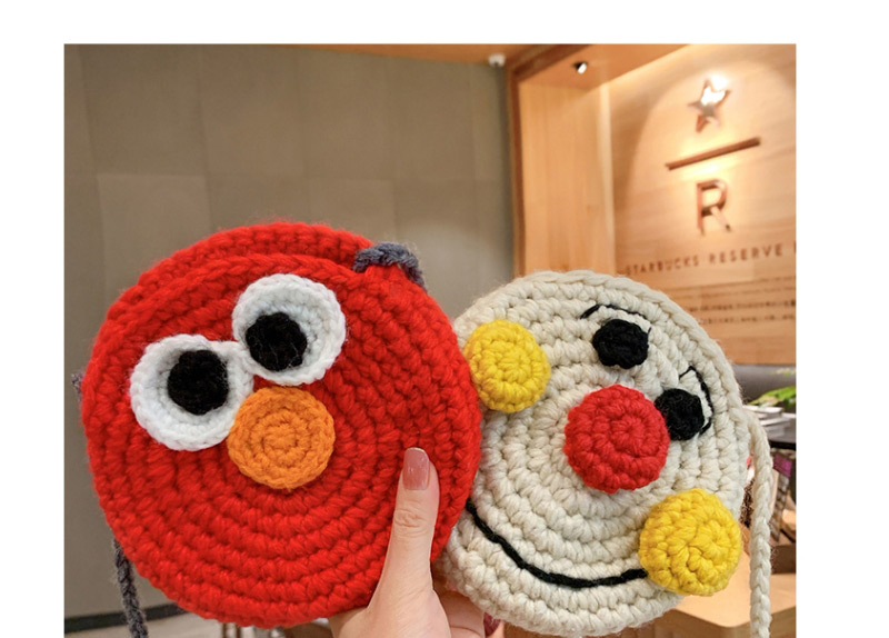 Fashion Red Cartoon [without Buckle] Knitted Animal Smiley Face Childrens Messenger Bag,Kids Accessories