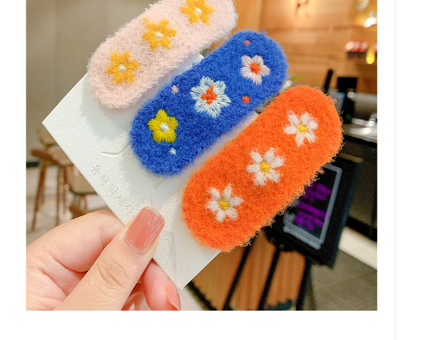 Fashion Cute Flower [green] Plush Flower Embroidery Childrens Hairpin,Kids Accessories
