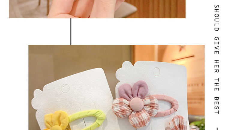 Fashion Pink Flowers [1 Pair] Childrens Hairpin With Flower Plaid Fabric,Kids Accessories