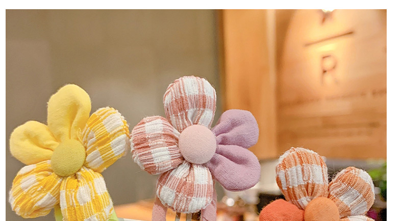 Fashion Yellow Flowers [1 Pair] Childrens Hairpin With Flower Plaid Fabric,Kids Accessories