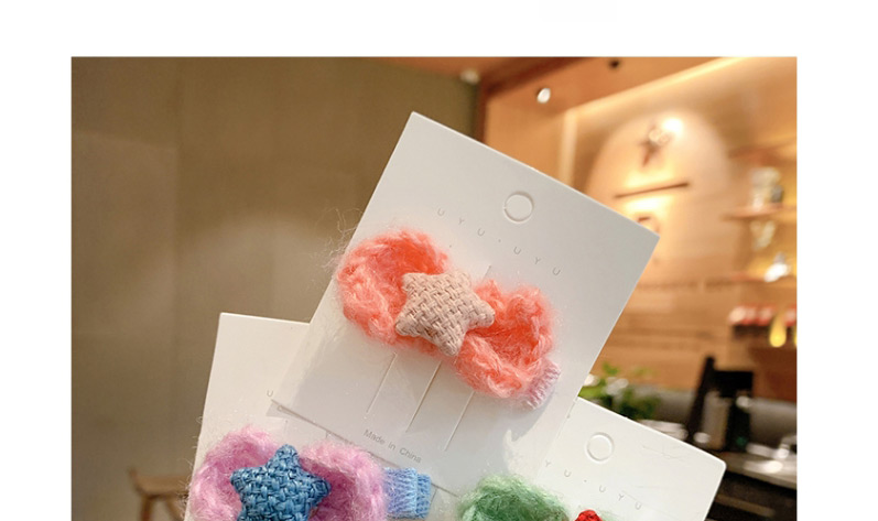 Fashion Yellow Five-pointed Star Childrens Hairpin With Woolen Bow,Kids Accessories