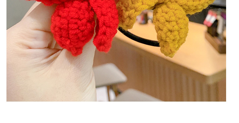 Fashion Yellow Knitted Childrens Hair Rope With Woolen Bow,Kids Accessories