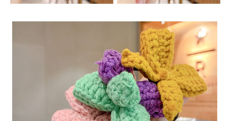 Fashion Yellow Knitted Childrens Hair Rope With Woolen Bow,Kids Accessories