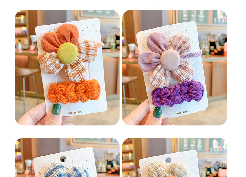Fashion Purple Bow Hairpin + Wool Hairpin Yarn Bowknot Small Flowers Children Hairpin Hair Rope,Kids Accessories